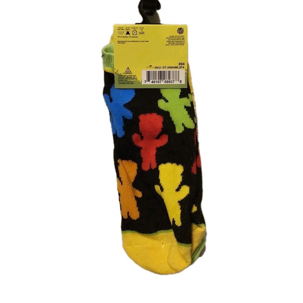 Sour Patch Kids Socks Unisex Novelty 2 pack Multi Shoe Size 6 - 12 Ankle NWT NEW